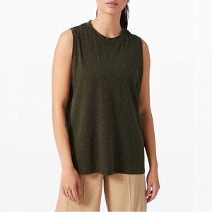 Lululemon All Yours Boyfriend Tank in Dark Olive White‎